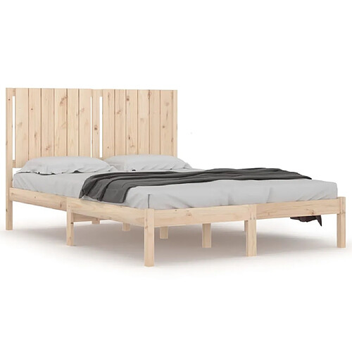 Maison Chic Lit Moderne Chambre - Cadre/structure de lit pour adulte Bois de pin massif 140x200 cm -MN74501