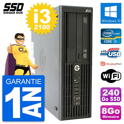 PC HP WorkStation Z210 SFF Intel Core i3-2100 RAM 8Go SSD 240Go Windows 10 Wifi · Occasion