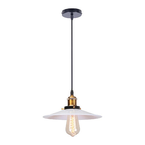 Stoex Suspension Luminaire Rétro Lustre en Fer en Métal Plafonnier D'Intérieur Vintage Pour Salle À Manger, Chambre À Coucher, Blanc 26CM