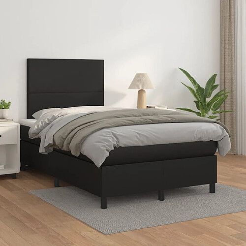 vidaXL Sommier à lattes de lit matelas Noir 120x200 cm Similicuir