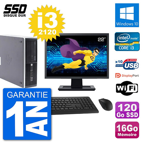 PC HP Compaq Pro 6300 SFF Ecran 22" i3-2120 RAM 16Go SSD 120Go Windows 10 Wifi · Occasion