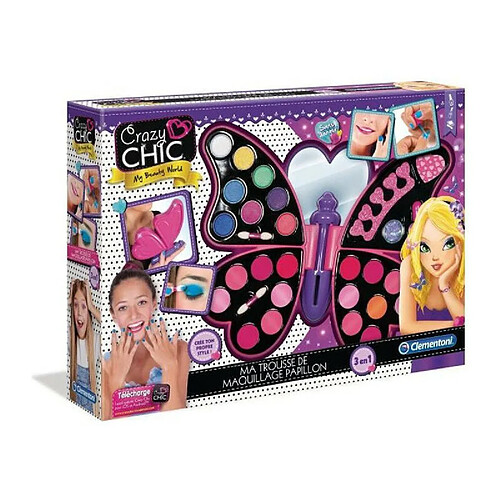 CLEMENTONI Crazy Chic - Ma Trousse de maquillage Papillon - Maquillage enfant