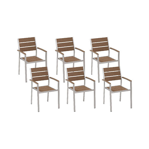 Beliani Lot de 6 chaises Bois d'ingénierie Bois clair VERNIO