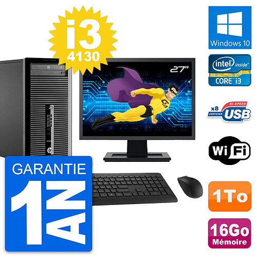 PC Tour HP 400 G1 Ecran 27" Intel i3-4130 RAM 16Go Disque 1To Windows 10 Wifi · Occasion