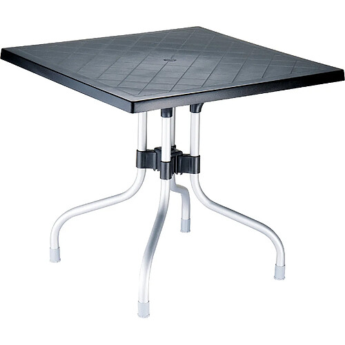 Decoshop26 Table de jardin pliable hauteur 72 cm cadre en aluminium et plateau en plastique noir 10_0005512