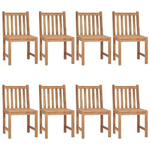 Maison Chic Lot de 8 Chaises de jardin,Fauteuil d'extérieur avec coussins Bois de teck massif -MN44962