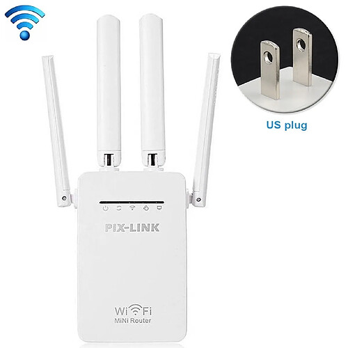 Wewoo Routeur sans fil Répéteur de WiFi intelligent avec 4 antennes WiFispécification de prise américaine blanche