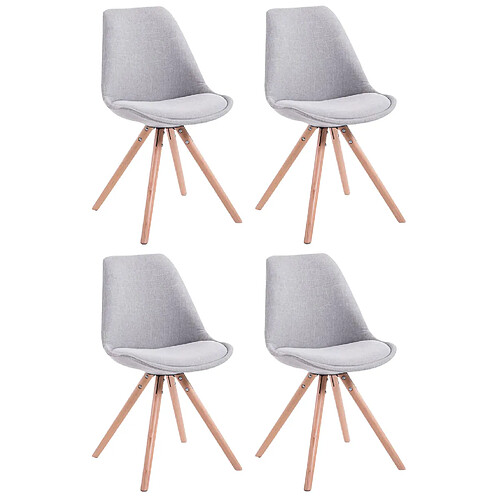 Decoshop26 4 chaises de salle à manger style scandinave en tissu gris clair pieds rond en bois clair CDS10349