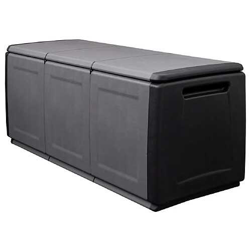 Helloshop26 Coffre boîte meuble de jardin rangement 138 x 53 x 57 cm 330 litres gris foncé noir 02_0013006