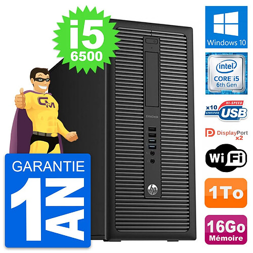 PC Tour HP EliteDesk 800 G2 Intel i5-6500 RAM 16Go Disque Dur 1To Windows 10 Wifi · Occasion