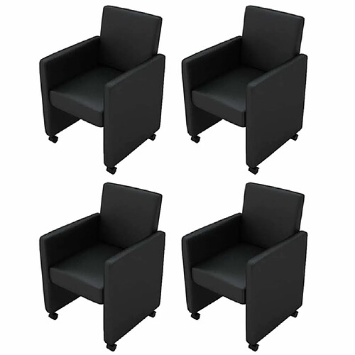 Maison Chic Lot de 4 Chaises à manger,Chaise pour cuisine noir similicuir -MN57495