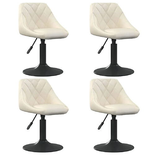 vidaXL Chaises pivotantes à manger lot de 4 crème velours