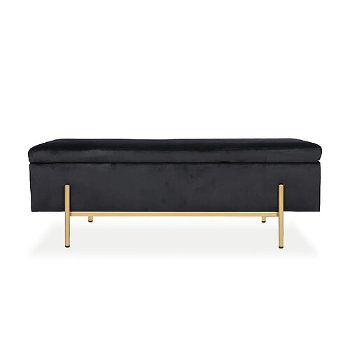 Banquette coffre Olivia Velours noir pieds or