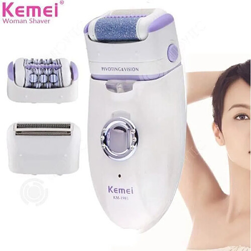 Tech Discount INN® KEMEI Epilateur électrique femme multifonctionnel rasoir visage tondeuse maillot bikini rechargeable aisselle bras corps led 3