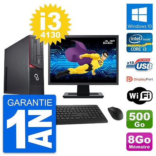 PC Fujitsu E920 DT Ecran 22" Intel i3-4130 RAM 8Go Disque 500Go Windows 10 Wifi · Occasion