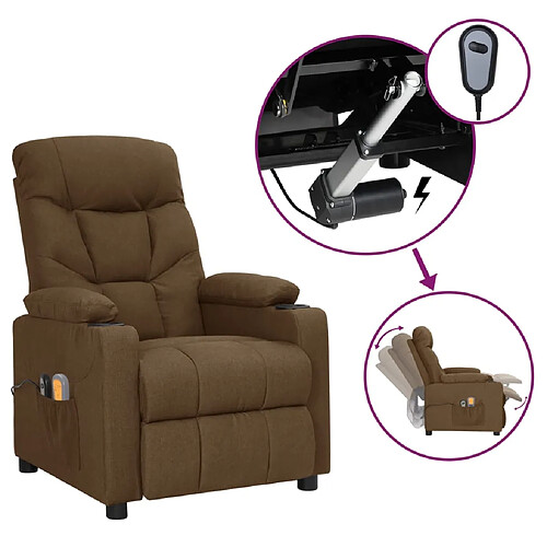 vidaXL Fauteuil électrique de massage Marron Tissu