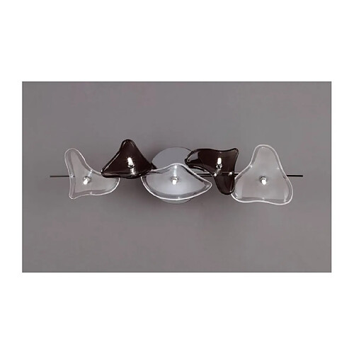 Luminaire Center Plafonnier/Applique Otto 5 Ampoules G4 Bar, chrome poli/verre dépoli/verre noir