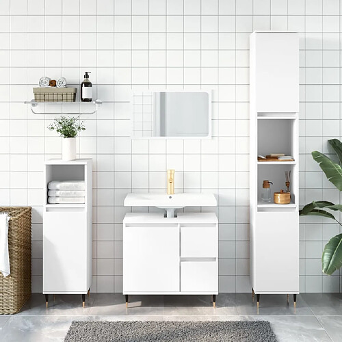 ComfortXL Ensemble De Meubles Salle De Bain 3 Pièces Blanc Bois D'ingénierie