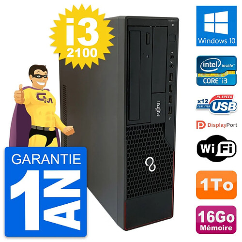 PC Fujitsu Esprimo E910 DT Intel i3-2100 RAM 16Go Disque Dur 1To Windows 10 Wifi · Occasion