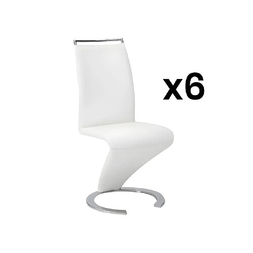 Vente-Unique Lot de 6 chaises TWIZY - Simili Blanc