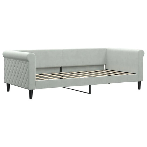 Maison Chic Lit de jour, Lit de repos pour Salon Chambre,Canapé-lit,Lit d'invité gris clair 90x190 cm velours -MN86269