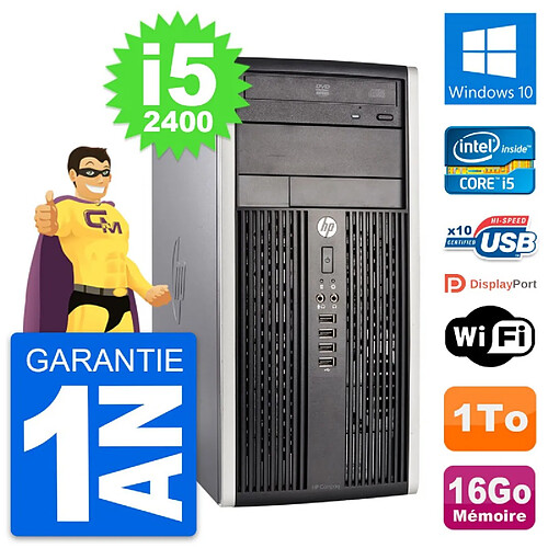 PC Tour HP Compaq Pro 6300 CMT Intel i5-2400 RAM 16Go Disque 1To Windows 10 Wifi · Occasion