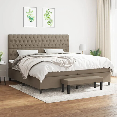 vidaXL Sommier à lattes de lit avec matelas Taupe 200x200 cm Tissu