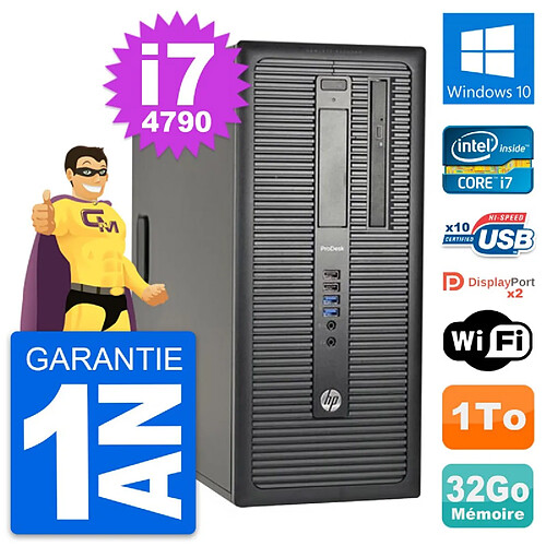 PC Tour HP ProDesk 600 G1 Intel i7-4790 RAM 32Go Disque Dur 1To Windows 10 Wifi · Occasion