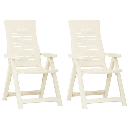 vidaXL Chaises inclinables de jardin lot de 2 Plastique Blanc