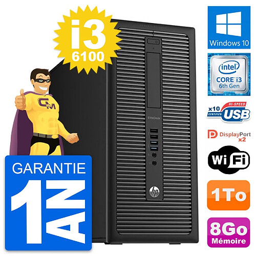 PC Tour HP EliteDesk 800 G2 Intel i3-6100 RAM 8Go Disque Dur 1To Windows 10 Wifi · Occasion