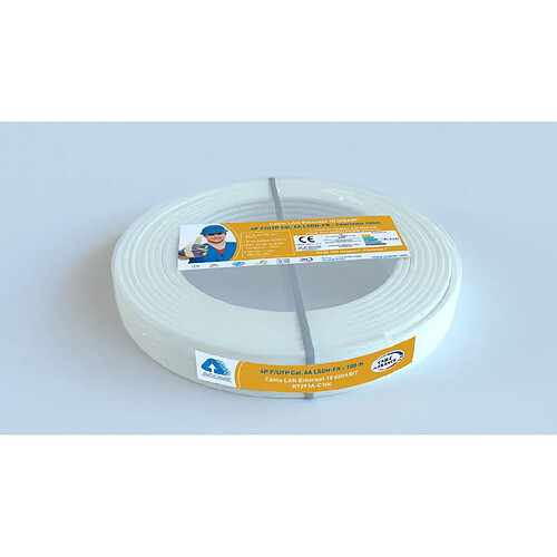 cable réseau - catégorie 6a - utp - lsoh-fr - 4 paires - couronne de 100 mètres - ivoire - dca - acome r7291ac1