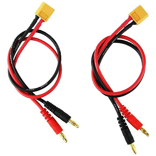 Recharge XT60 2 Pièces avec Fiche Banane 4mm 14AWG Câble Silicone 30cm