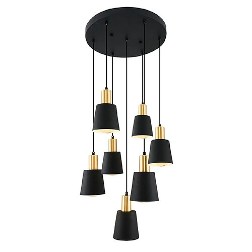 HOMEMANIA Lampe à Suspension Petra Chandelier - de Plafond - Noir, Or en Métal, 45 x 45 x 120 cm, 7xMax 40W, E27