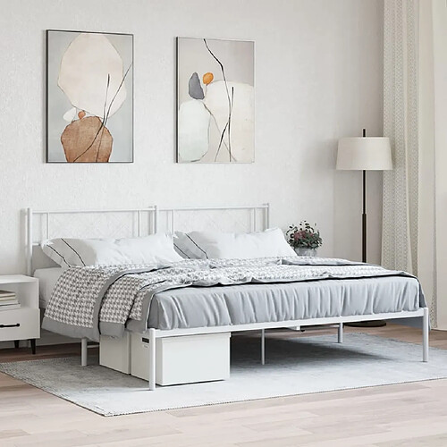 Maison Chic Lit adulte - Cadre de lit métal avec tête de lit,Structure du lit Contemporain pour chambre blanc 193x203 cm -MN33994