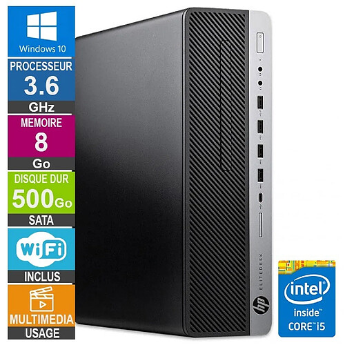 HP 800 G3 SFF i5-6500 3.60GHz 8Go/500Go Wifi W10 · Reconditionné