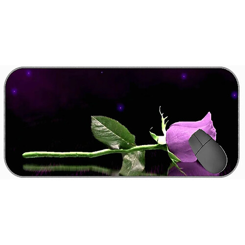 Universal (750x300x3) grand coussin de souris de jeu avec couture de bord, reflet de padis de souris de fleur de rose de la terre rose