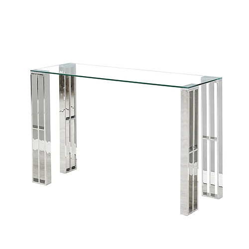 Console Romimex Argenté Acier inoxydable Verre trempé 120 x 78 x 40 cm