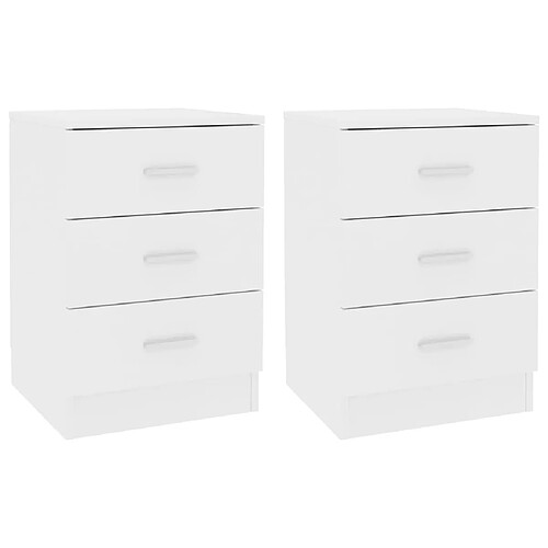 vidaXL Tables de chevet 2 pcs Blanc 38x35x56 cm Bois d'ingénierie