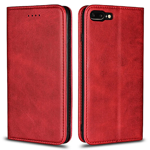 Etui en PU rouge pour Apple iPhone 8 Plus,iPhone 7 Plus