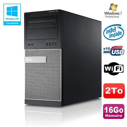 PC Tour Dell Optiplex 790 Intel G630 2,7Ghz 16Go Disque 2000Go DVD WIFI Win 7 · Occasion