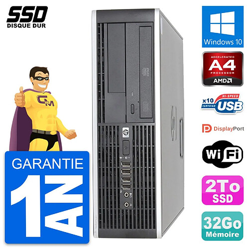 PC HP 6305 Pro SFF AMD A4-5300B RAM 32Go SSD 2To Windows 10 Wifi · Occasion