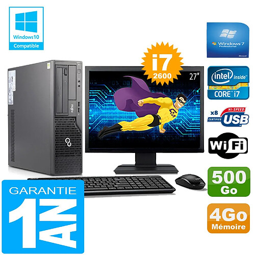 PC Fujitsu Esprimo E500 E85+ SFF I7-2600 RAM 4Go Disque 500Go Wifi W7 Ecran 27" · Occasion