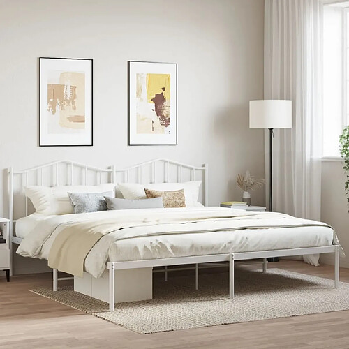 Maison Chic Lit adulte - Cadre de lit métal avec tête de lit,Structure du lit Contemporain pour chambre blanc 193x203 cm -MN34823