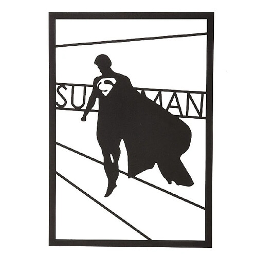 Homemania Décoration murale Superman - Art mural - pour le salon, la chambre à coucher - Acier noir, 35 x 0,15 x 50 cm