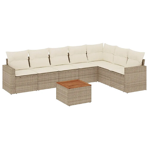 Maison Chic Salon de jardin avec coussins 8 pcs | Ensemble de Table et chaises | Mobilier d'Extérieur beige résine tressée -GKD48551