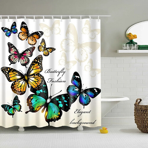 Universal Paon, papillon, hibou, oiseau, salle de bains, rideau de douche, tissu, polyester imperméable (120 * 180cm)