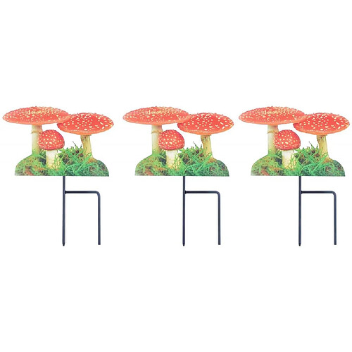 Esschert Design Pique de jardin motif Amanite tue-mouches Lot de 3.