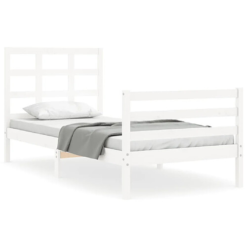 Maison Chic Cadre/structure de lit avec tête de lit pour adulte - Lit Moderne Chambre blanc petit simple bois massif -MN70237