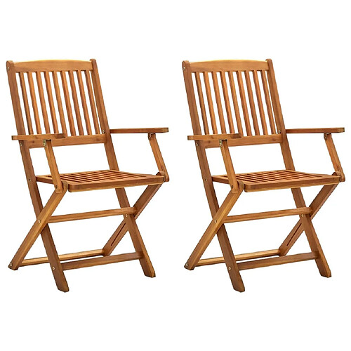 Maison Chic Lot de 2 Chaises pliables d'extérieur| Chaises Relax de jardin Bois d'acacia solide -GKD35847