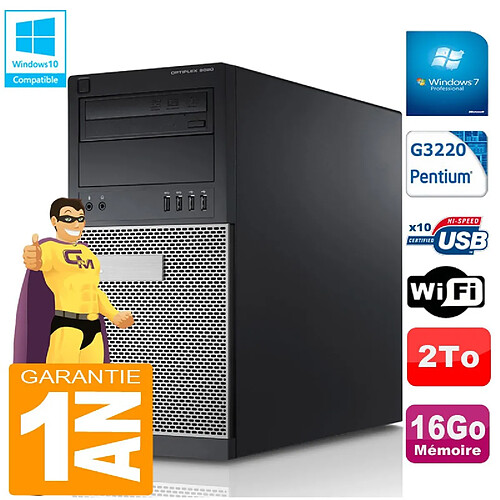 PC Tour DELL 9020 Intel G3220 Ram 16Go Disque 2 To Graveur DVD Wifi W7 · Occasion